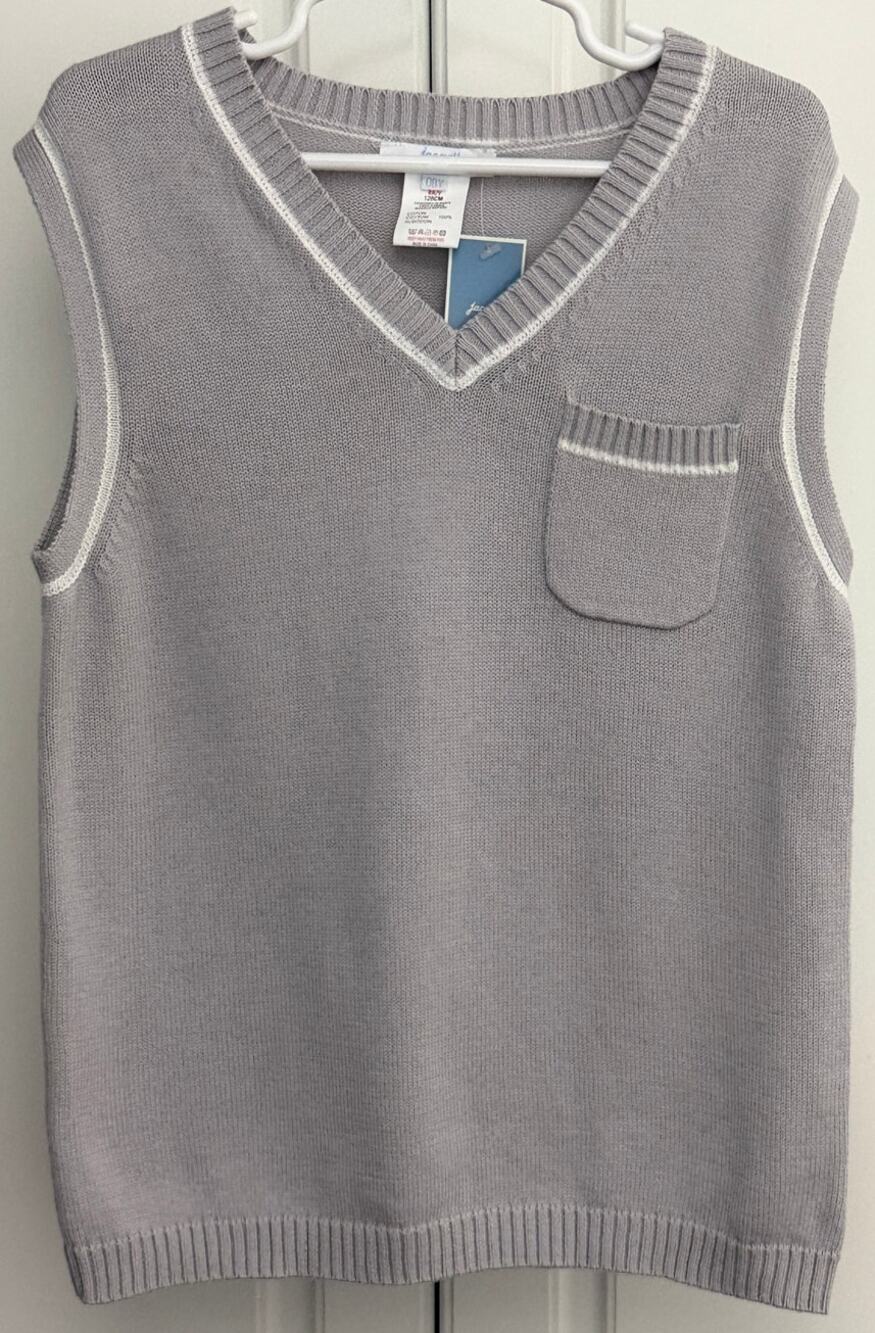 Jacadi Paris Boy's Gray Sweater Vest Size 8Y (US Small)  NWT